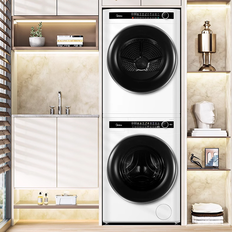 Midea/美的超薄自由嵌得心系列洗烘套装MG100VTL1W+MH100-HL0